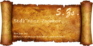 Stánicz Zsombor névjegykártya